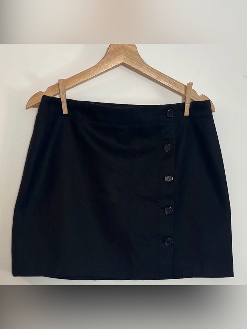J. Crew Classic Black Button-Front Mini Skirt